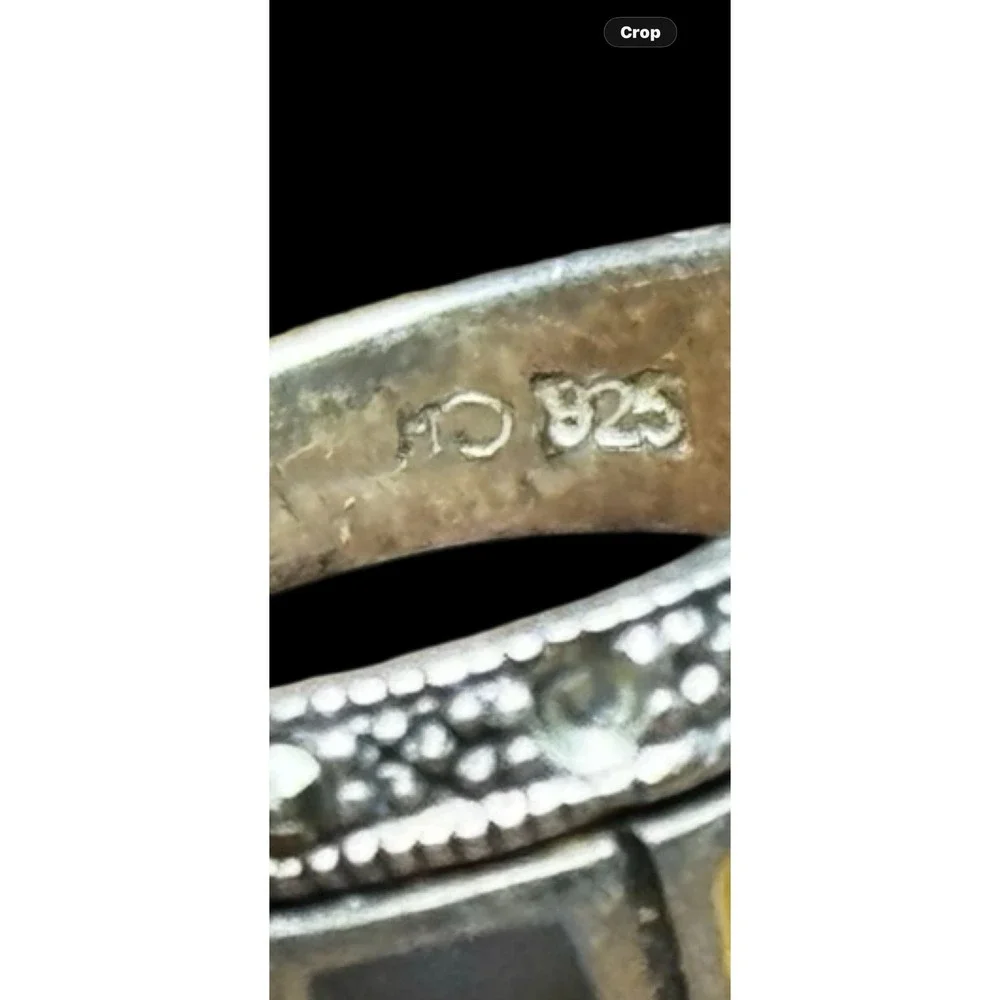 Vintage Marsala Sterling Silver Marcasite Ring Mother of Pearl sz 8.5 - Picture 6 of 6